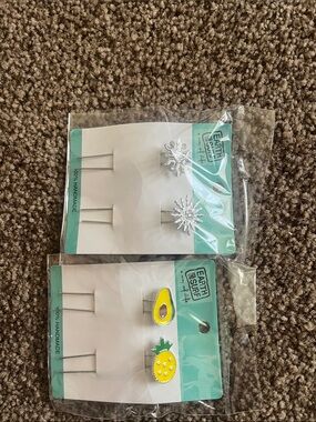 Cute Yellow Pineapple and Avocado Decorative Hair Pins - Set of 2